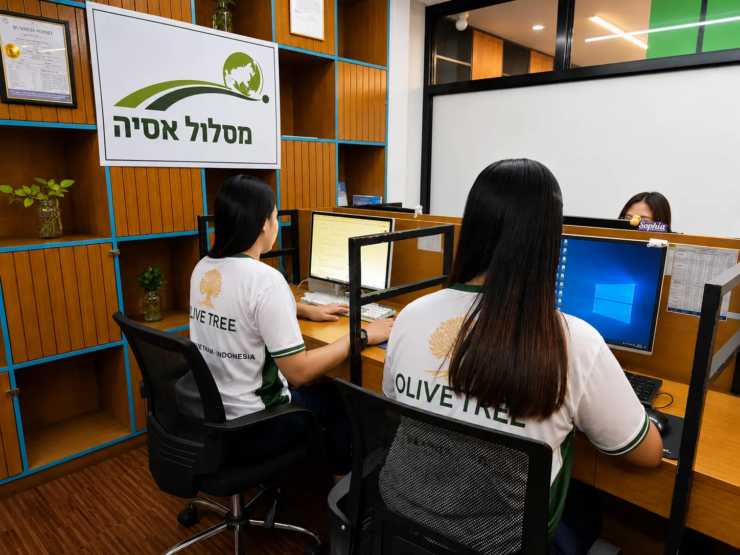 צוות מסלול אסיה בעבודה במשרד החברה בפיליפינים