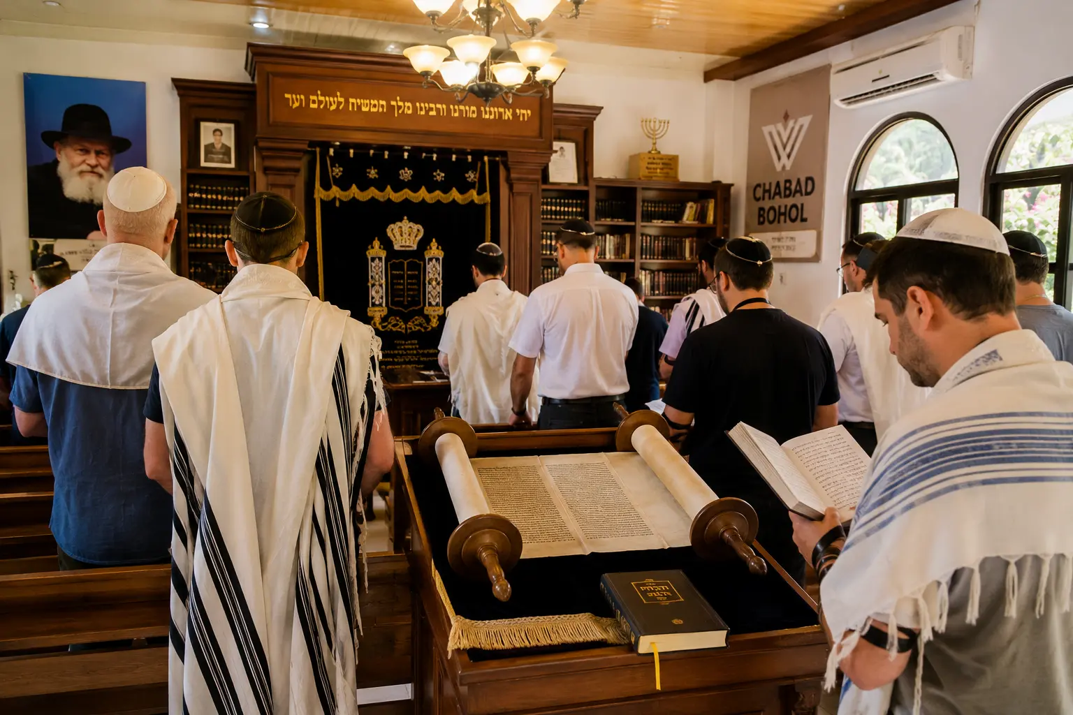 מניין בבית הכנסת של חב״ד בבוהול